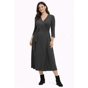J.Jill Knit Wrap Midi Dress • Size L • Quiet Luxury Minimalist